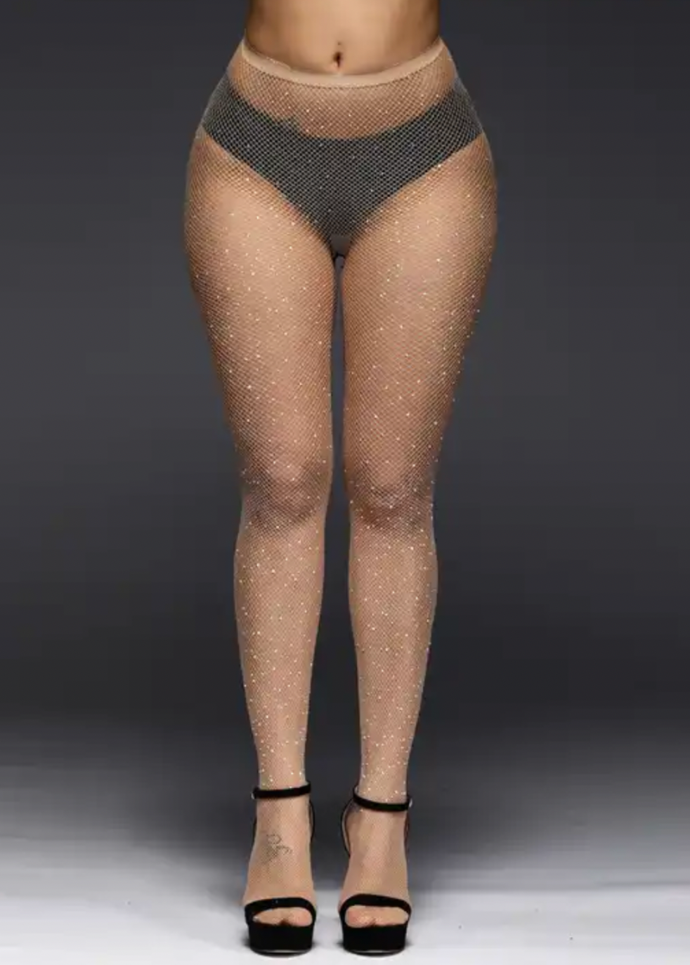 NUDE FISHNETS RHINESTONE STOCKINGS