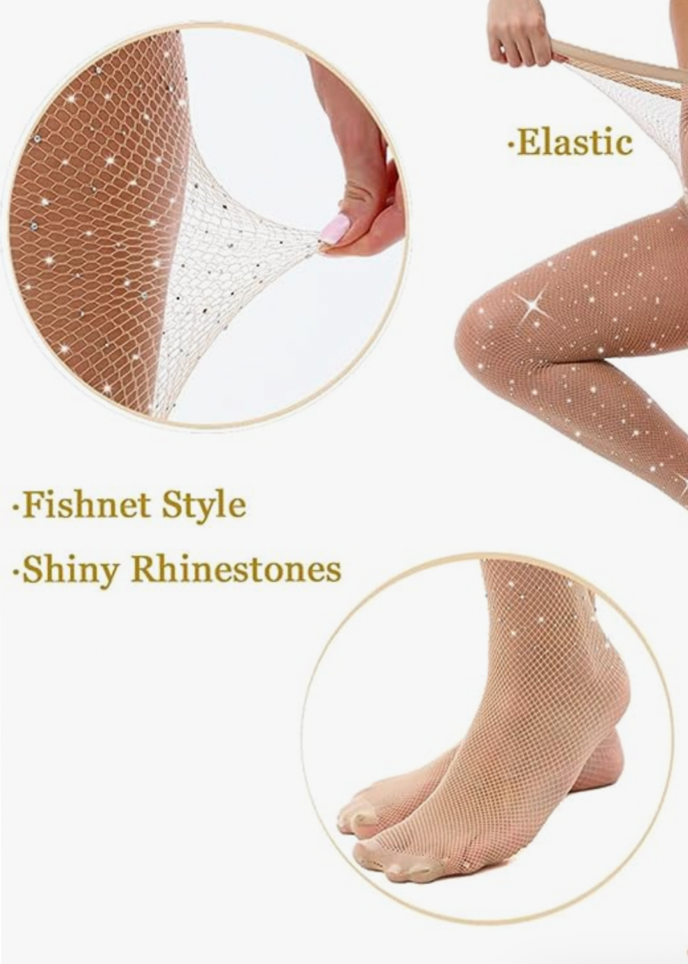NUDE FISHNETS RHINESTONE STOCKINGS