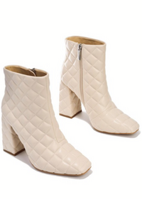 GIVING IT ALL CREAM QUILTED BOOTIES