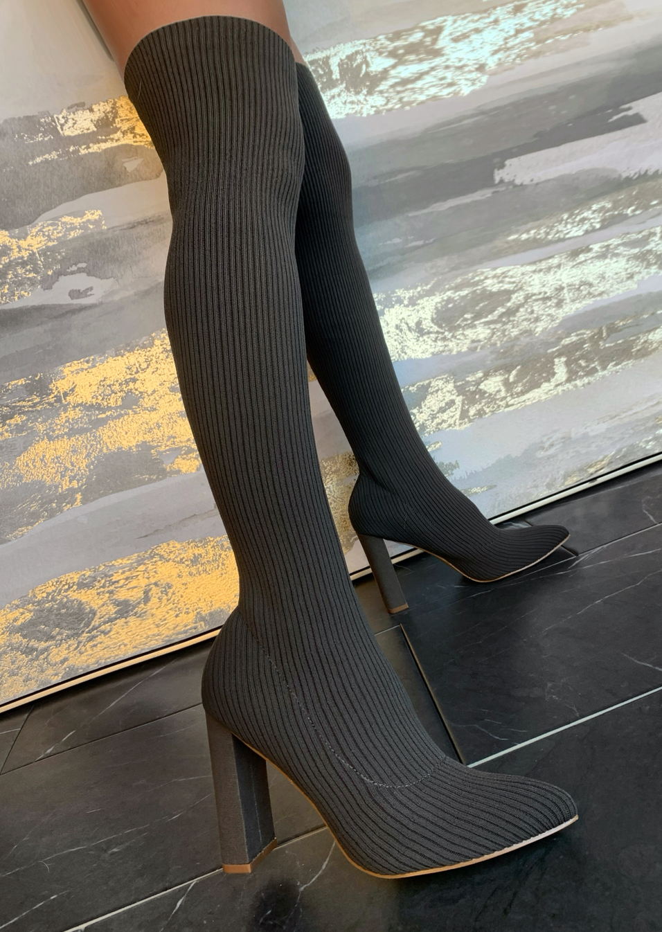 YOU WANT ME KHAKI THIGH HIGH BOOTS