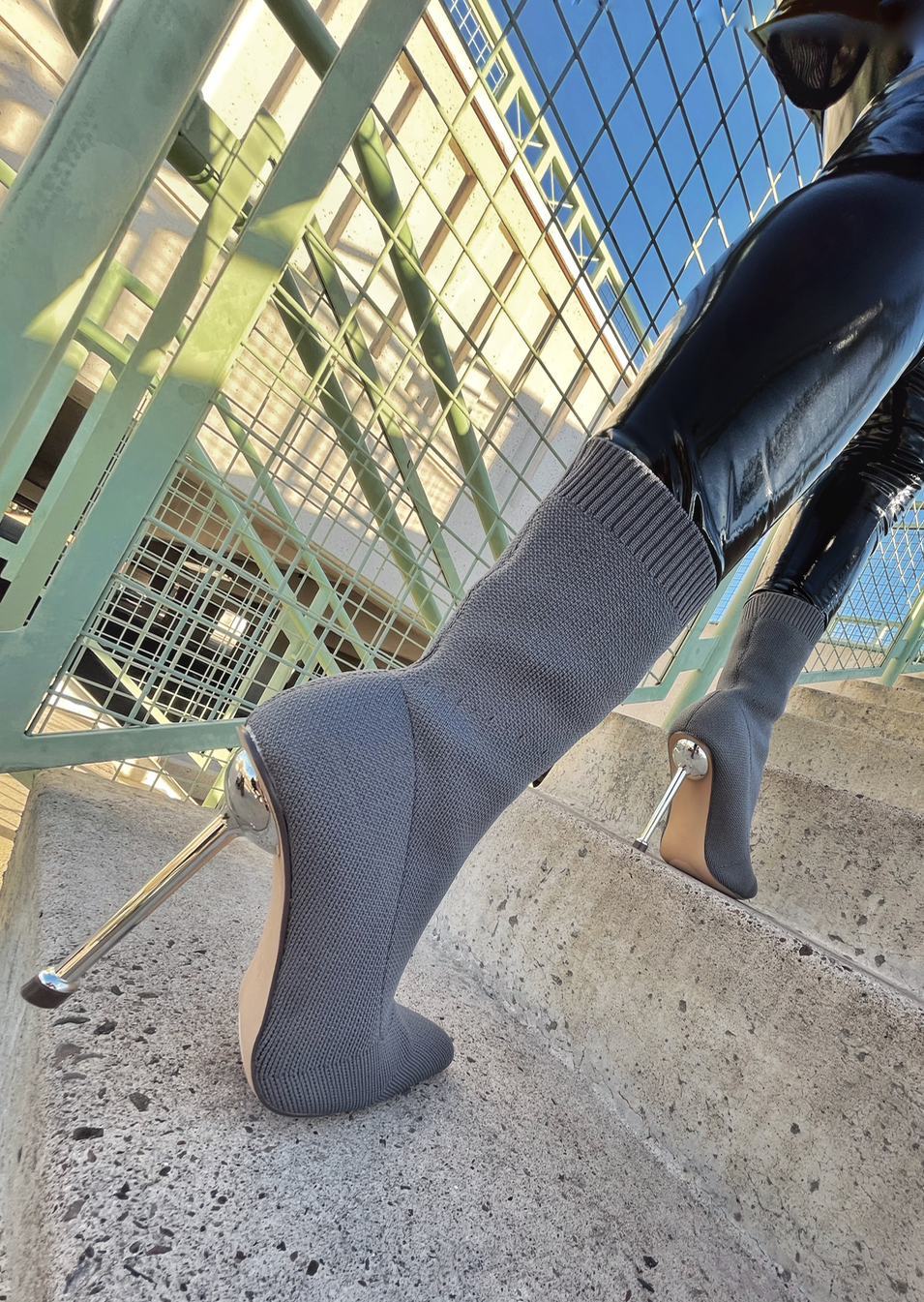 Grey knitted boots best sale