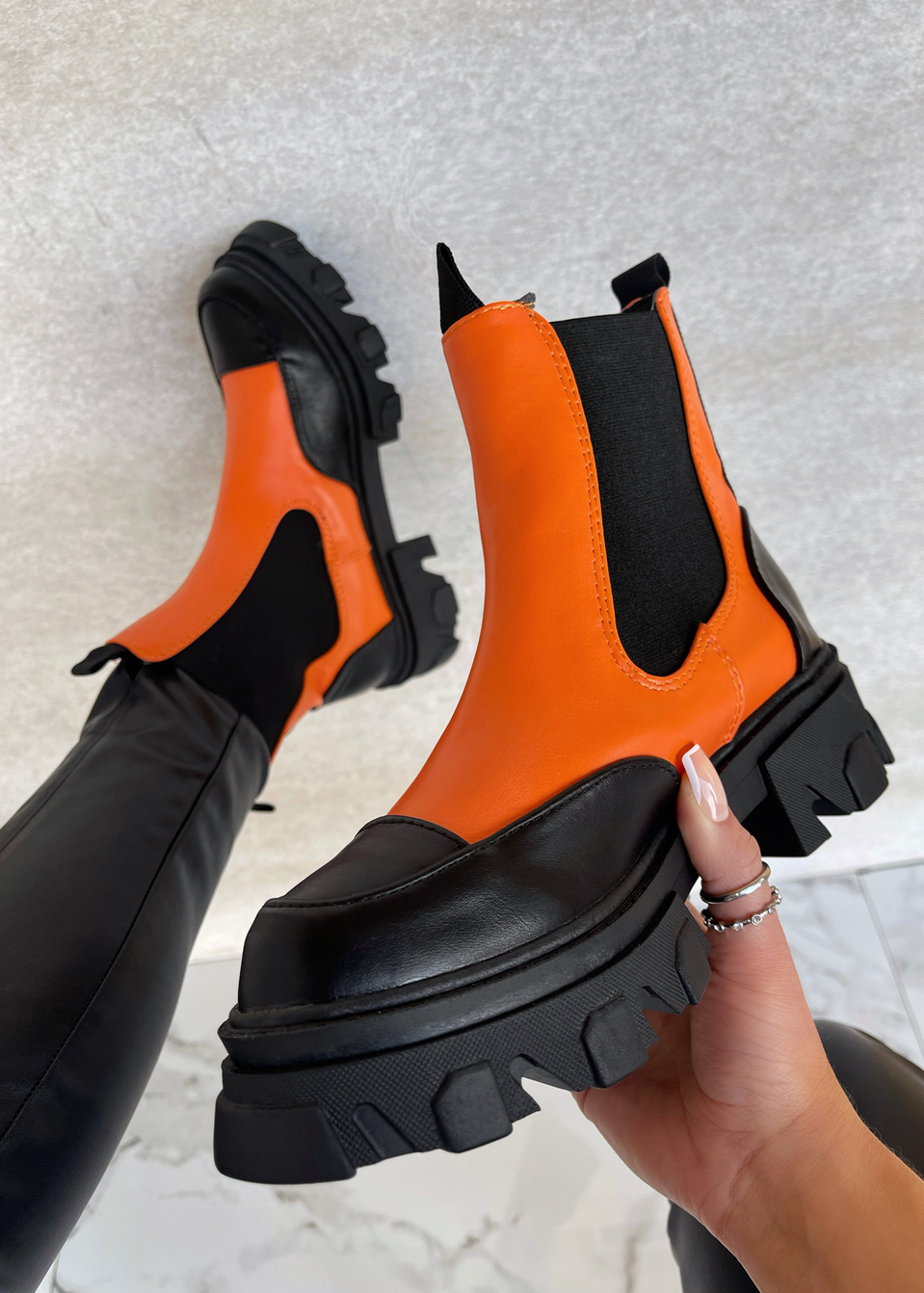 ORANGE FEVER CHUNKY CHELSEA BOOT