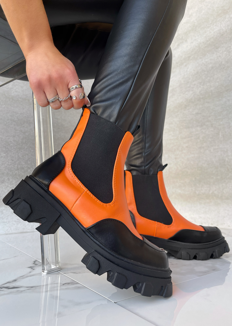 ORANGE FEVER CHUNKY CHELSEA BOOT