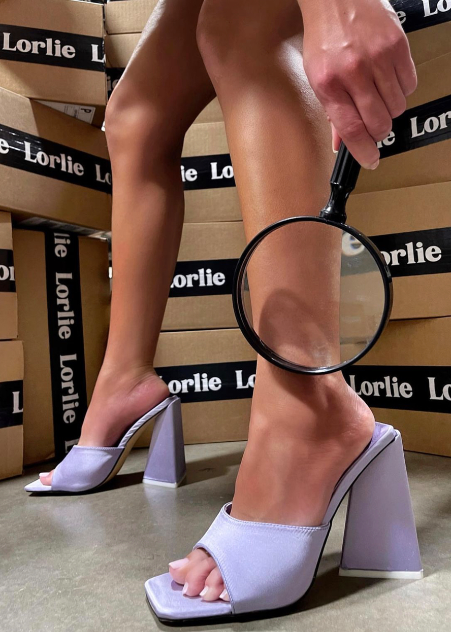 ISSA MYSTERY PURPLE SATIN HEEL MULE