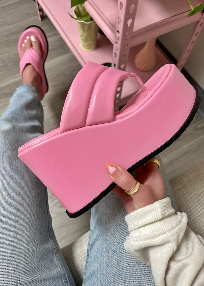 MOONLIGHT SUNRISE PINK WEDGE PLATFORM