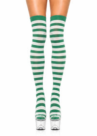 GREEN STRIPED THIGH HIGH STOCKINGS