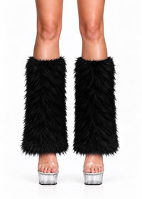 LET'S VIBE BLACK FURRY LEG WARMER