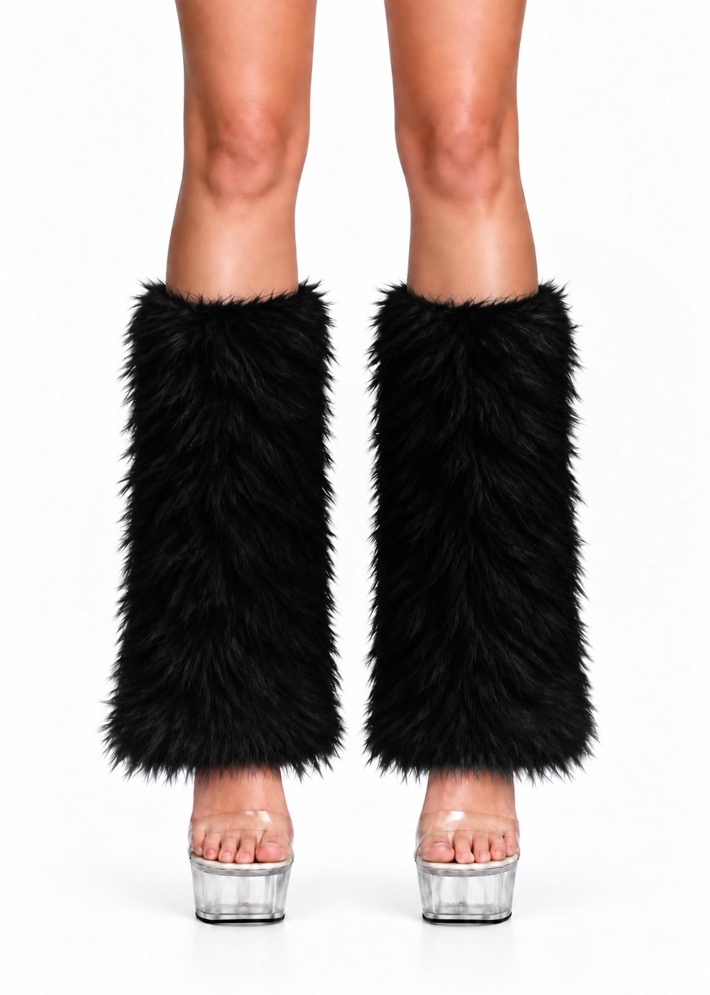 LET'S VIBE BLACK FURRY LEG WARMER