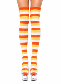 ORANGE STRIPED THIGH HIGH STOCKINGS