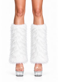 LET'S VIBE WHITE FURRY LEG WARMER