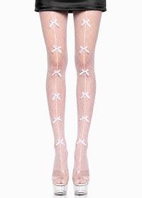 WHITE BOWKNOT FISHNET STOCKINGS