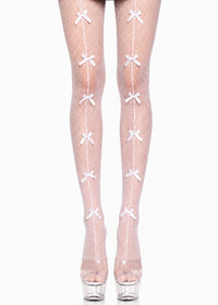 WHITE BOWKNOT FISHNET STOCKINGS
