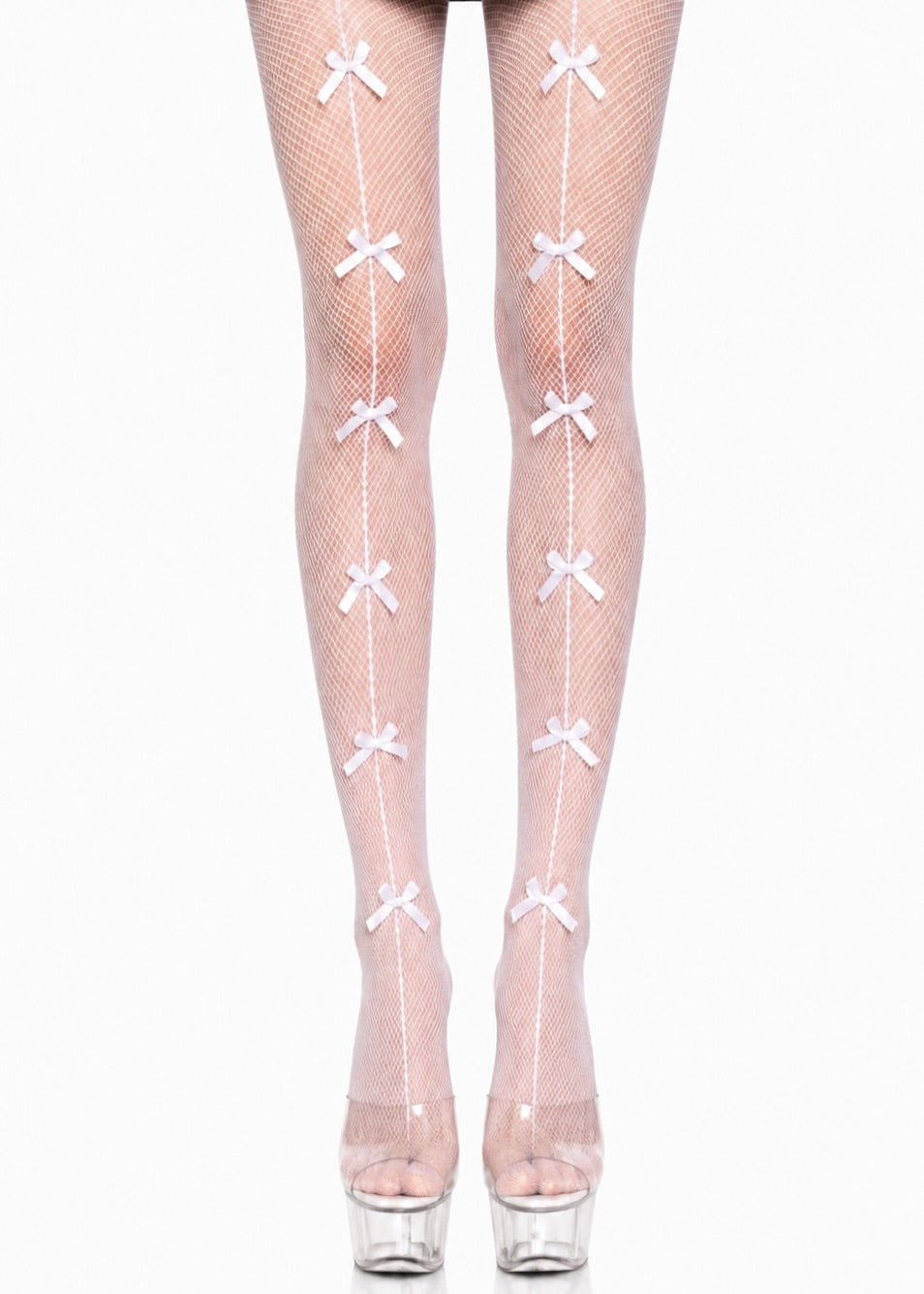 WHITE BOWKNOT FISHNET STOCKINGS