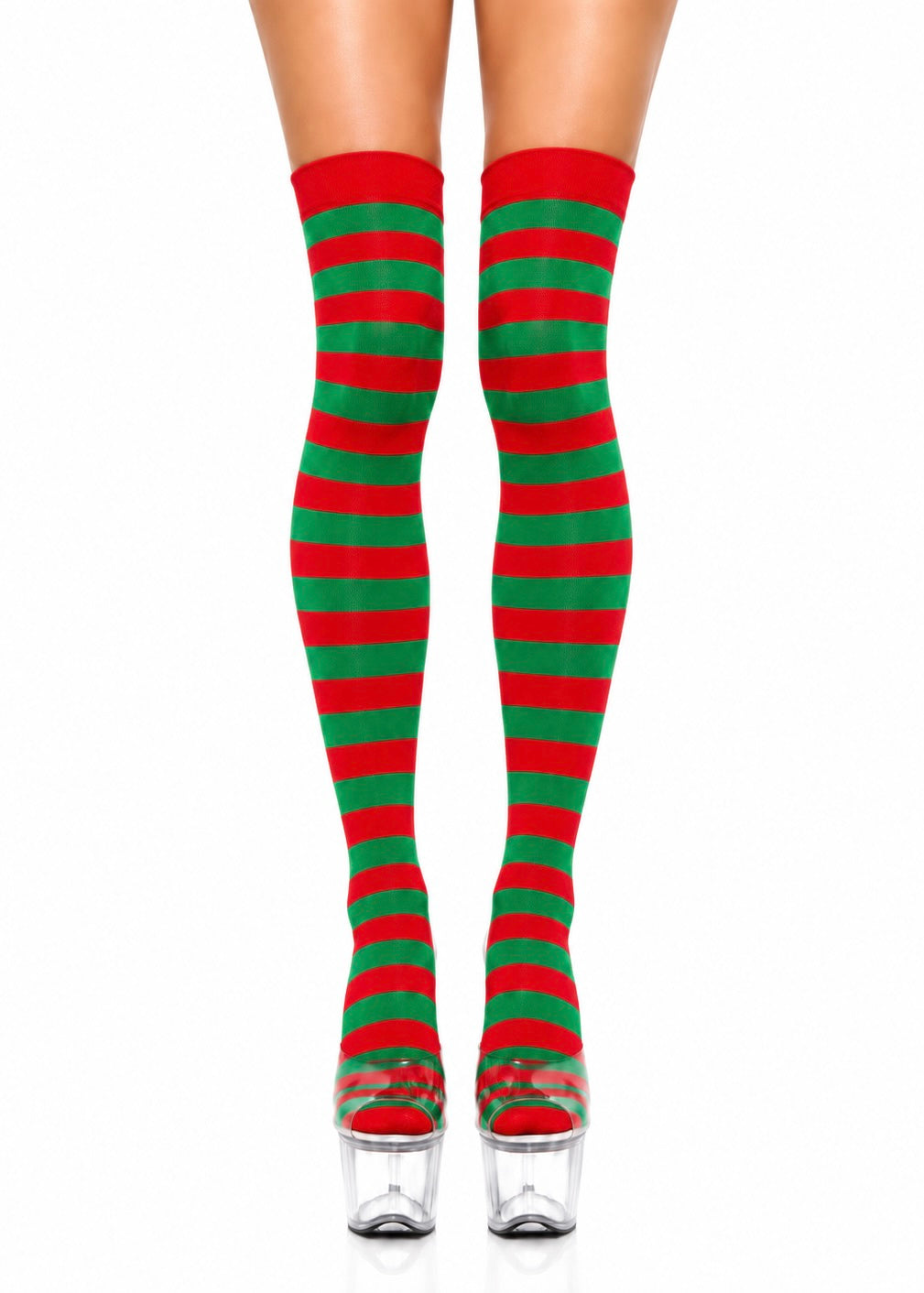 RED STRIPED THIGH HIGH STOCKINGS
