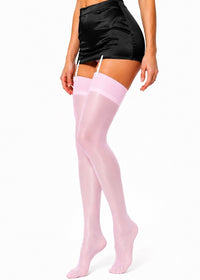 PINK THIGH HIGH SHINY STOCKINGS