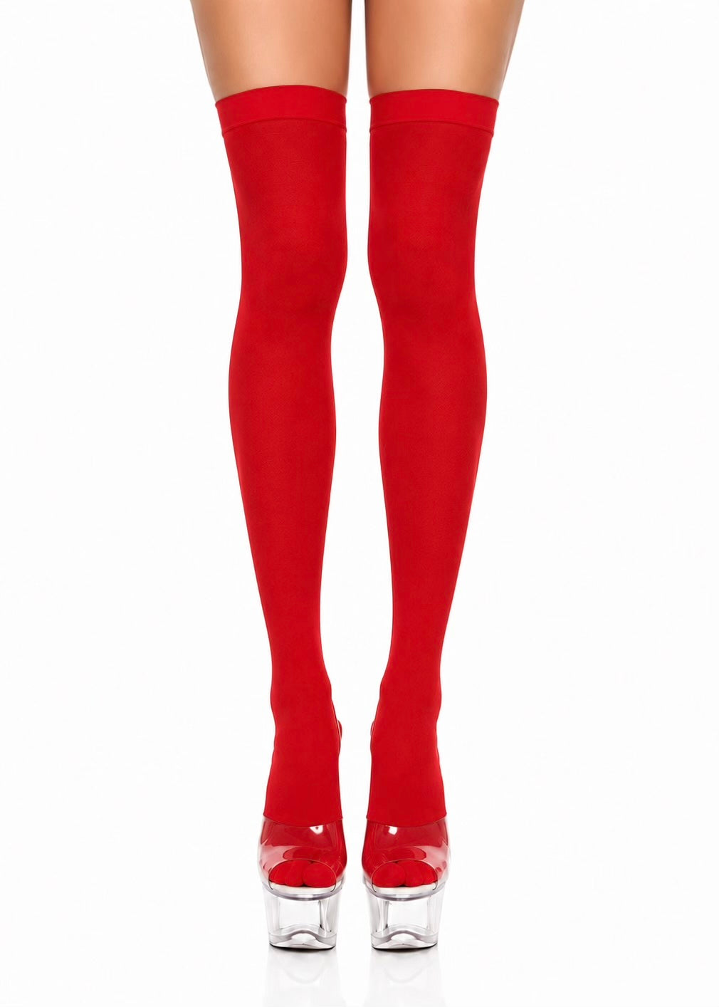OPAQUE RED THIGH HIGH STOCKINGS