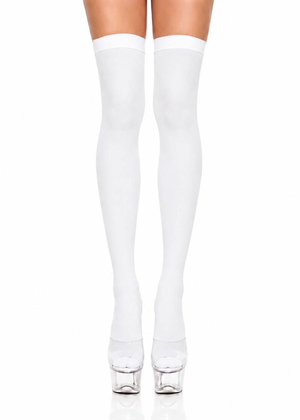 OPAQUE WHITE THIGH HIGH STOCKINGS
