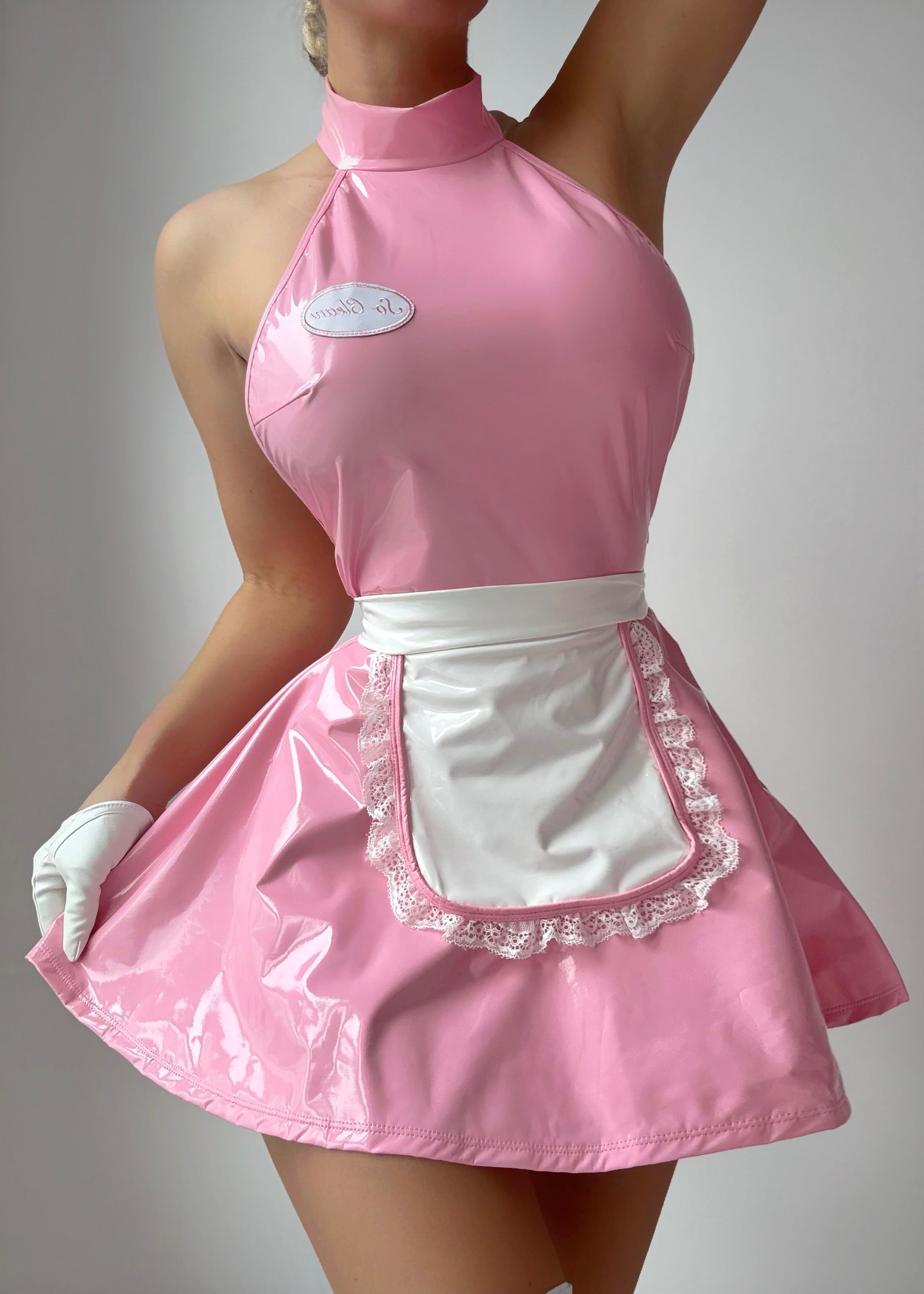 French Maid Costume - Pink Vinyl Halloween Outfit French Maid Costume - Pink Vinyl Halloween Outfit