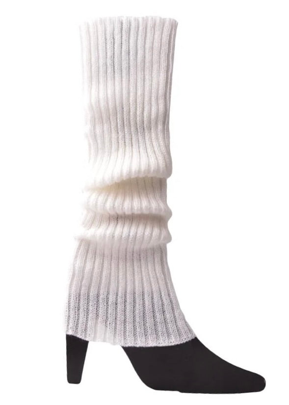 WOMEN'S WHITE RIBBED LEG WARMERS SOCK | LORLIE – Lorlie