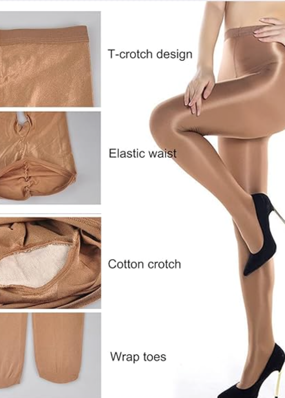 COFFEE SHEER HIGH SHINE PANTYHOSE STOCKINGS