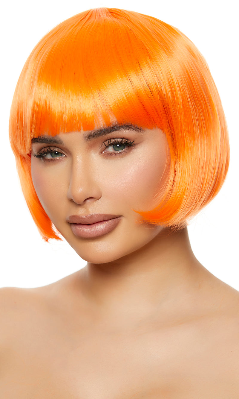BRIGHT ORANGE BOB HAIR WIG WITH BANGS LORLIE Lorlie