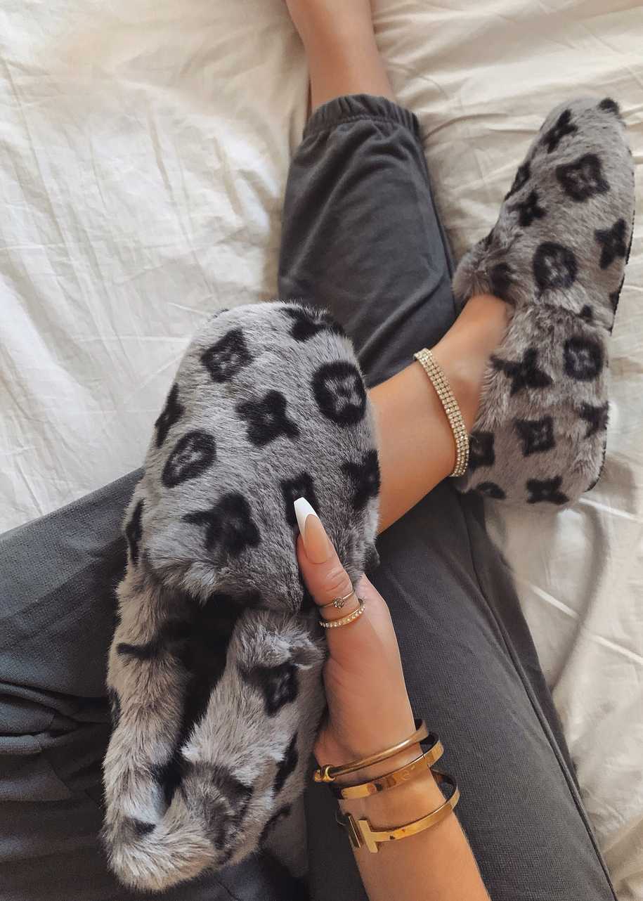 SWEET TOUCH GREY FAUX FUR LOAFER