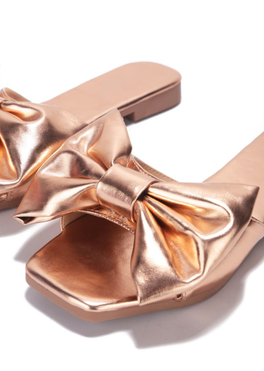 rose gold bow sandals