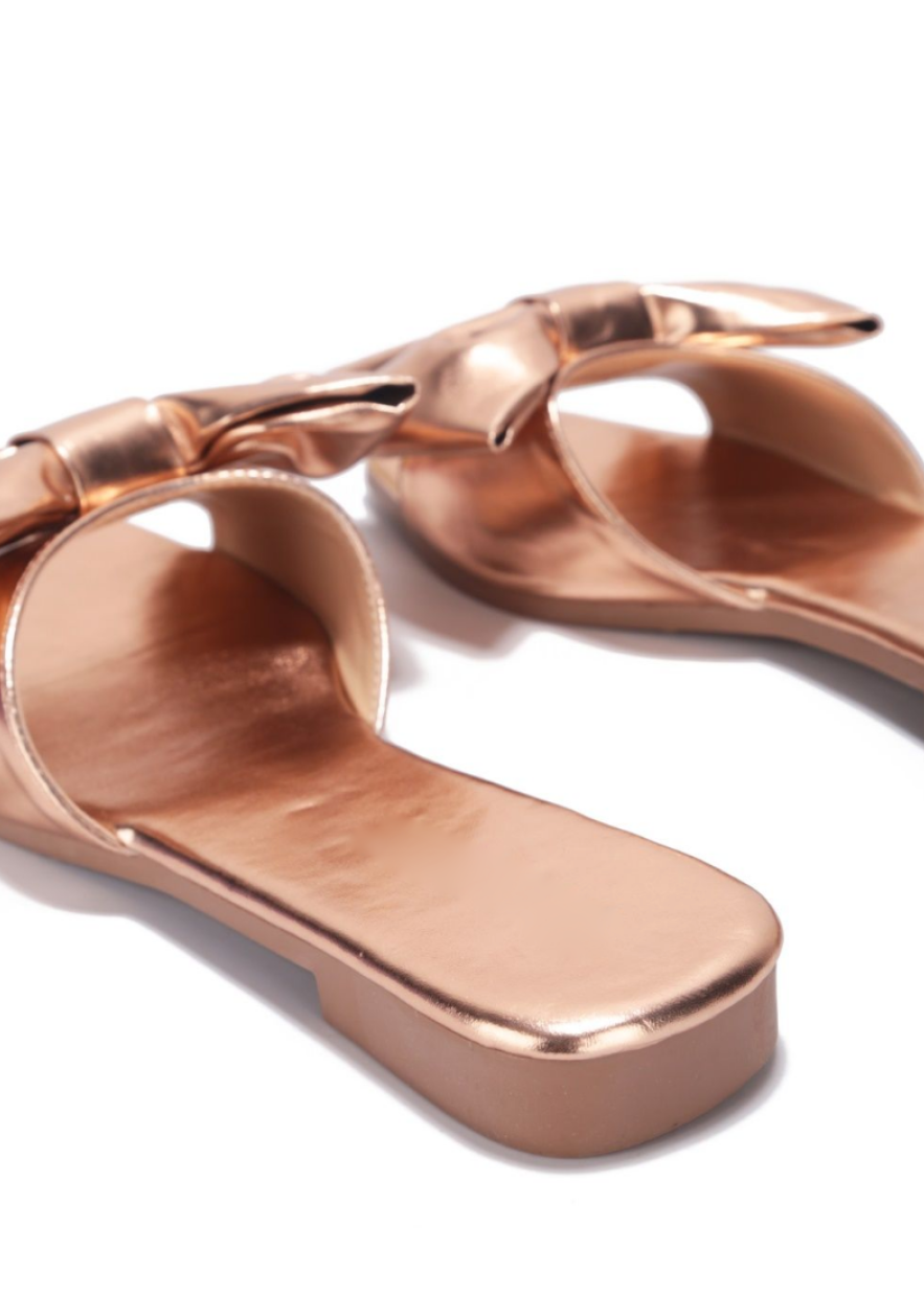 rose gold bow sandals