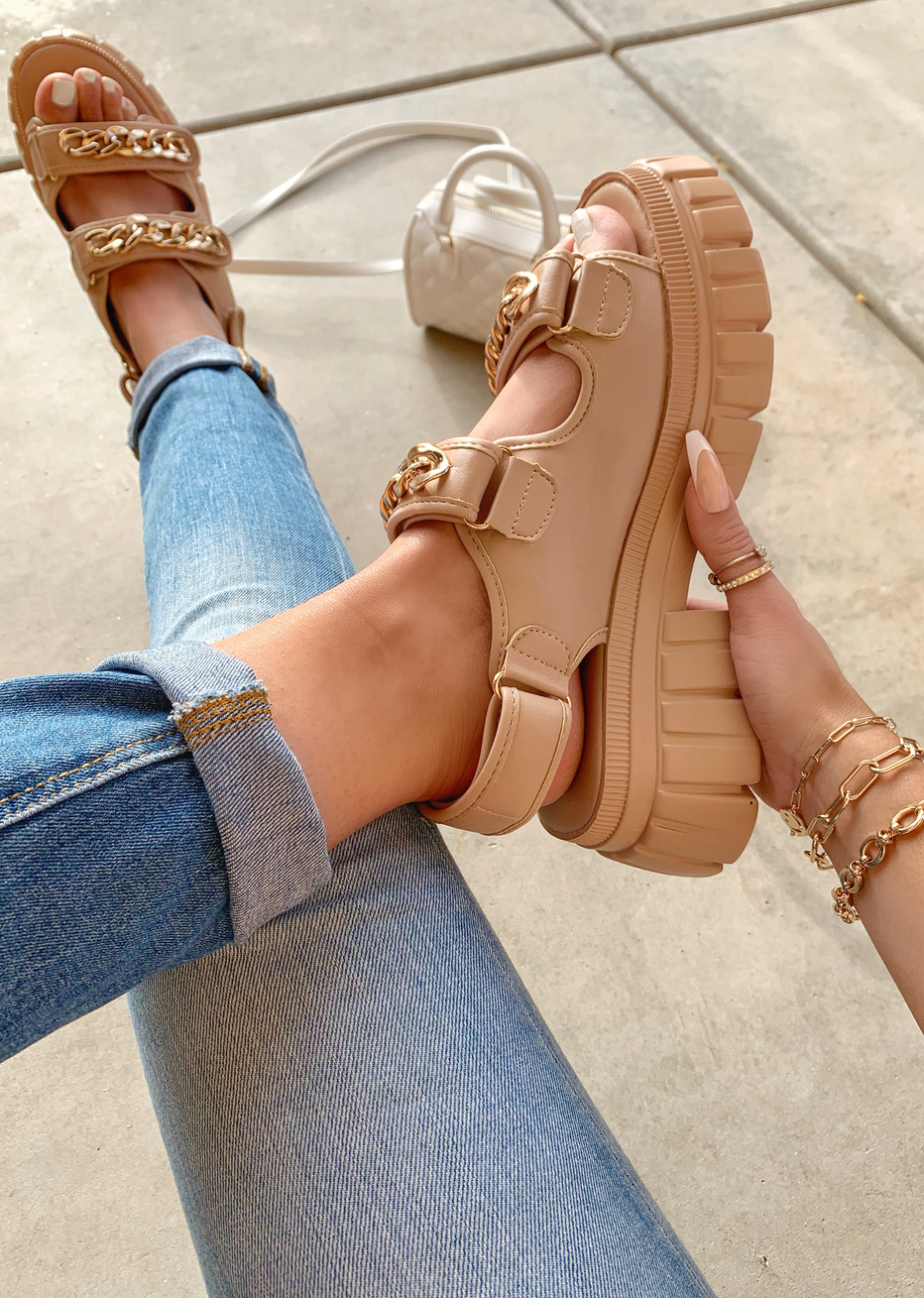 A TRUE OBSESSION NUDE CHUNKY SANDAL