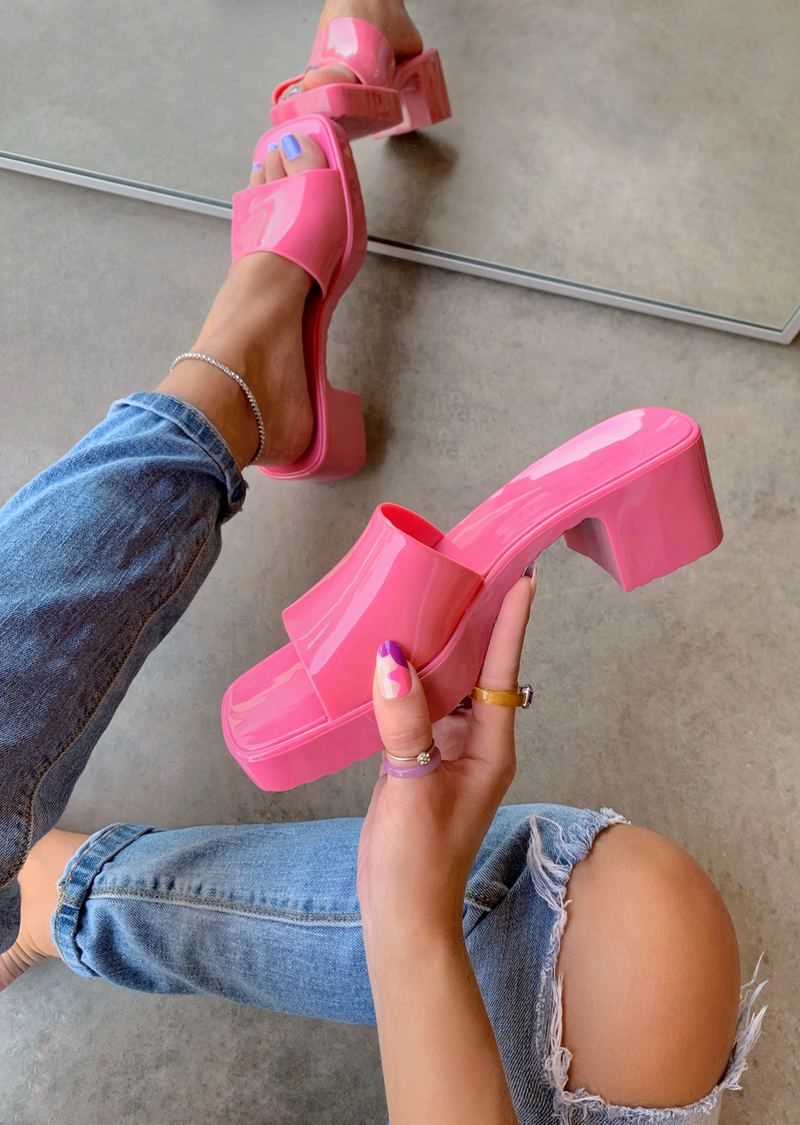 Pink jelly heels best sale
