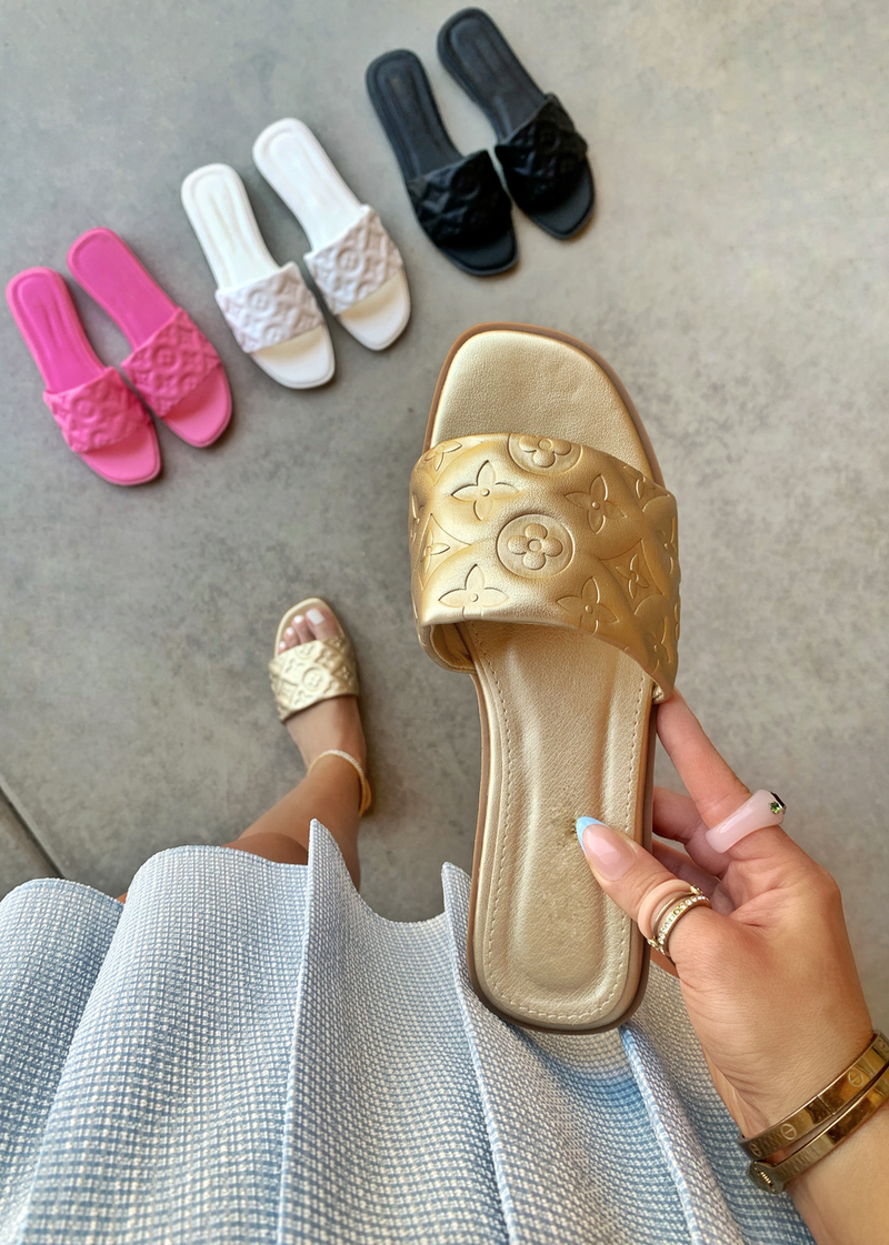 LUXE LIVING GOLD QUILTED SANDAL