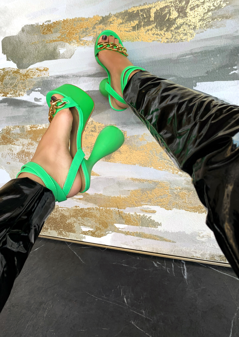 TIME FOR A TOAST GREEN PLATFORM HEEL