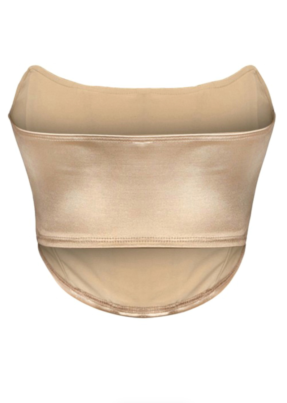 QUITE AN EVENING SHINY BEIGE CORSET TOP