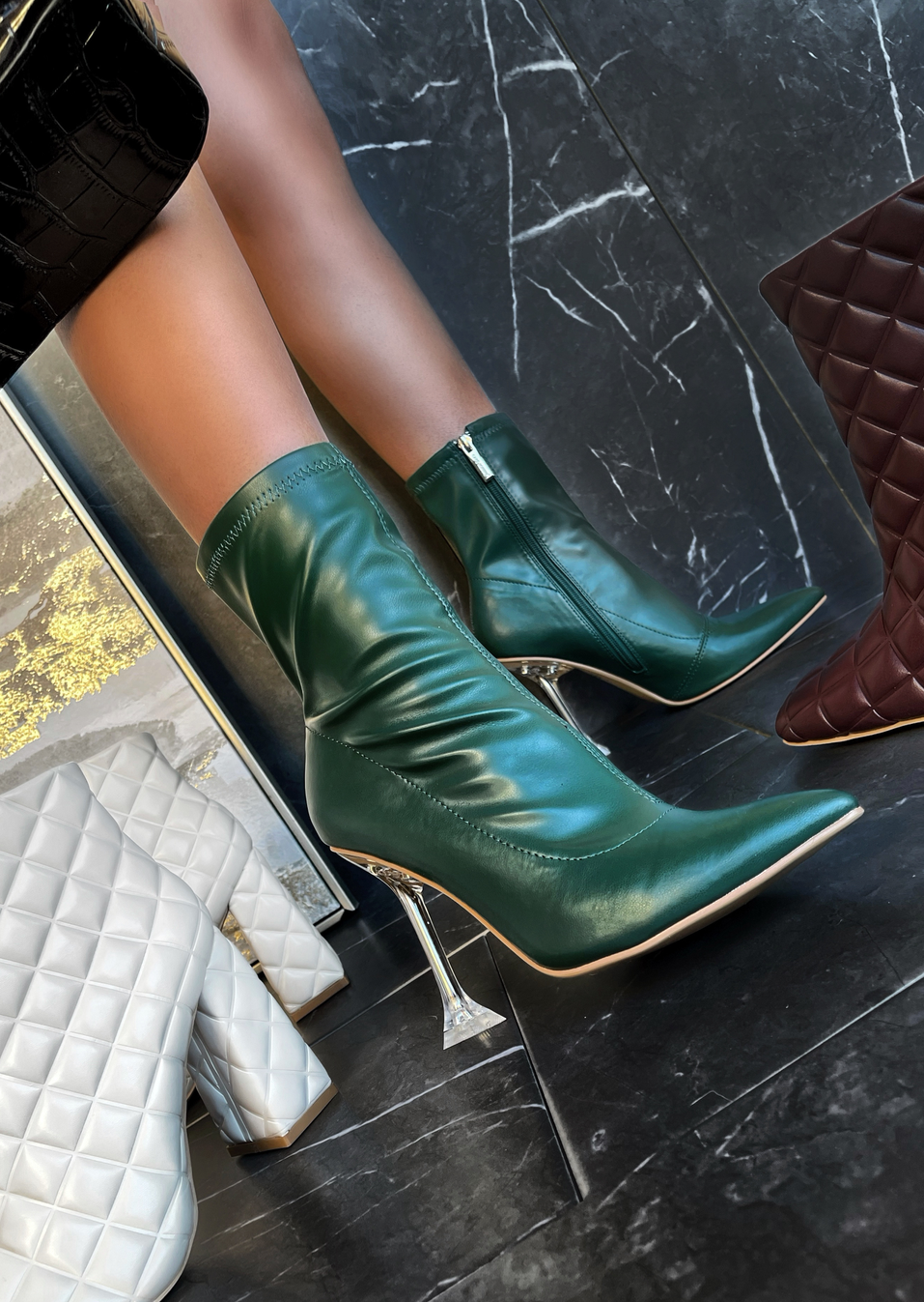 RICH FANTASY GREEN HEEL BOOT