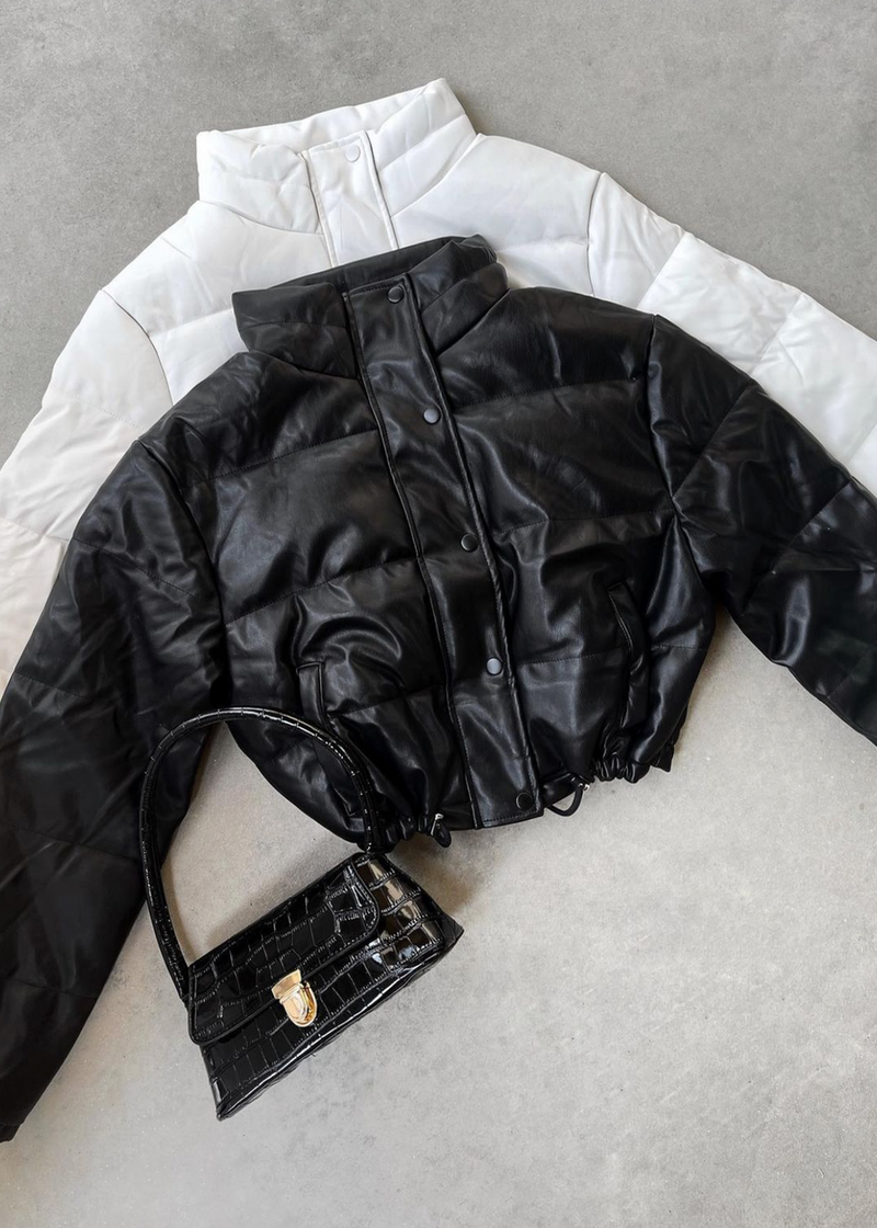 HIGH STYLE CROPPED PUFFER JACKET