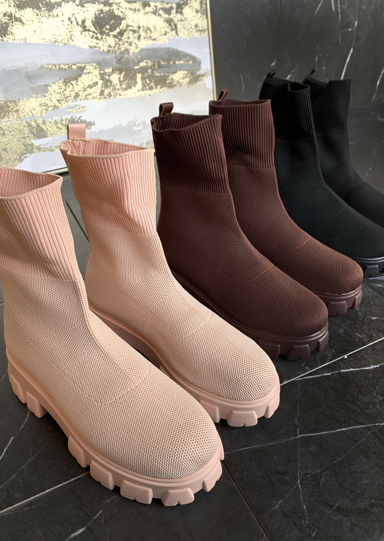 GOOD DAYS BEIGE CHUNKY ANKLE BOOT