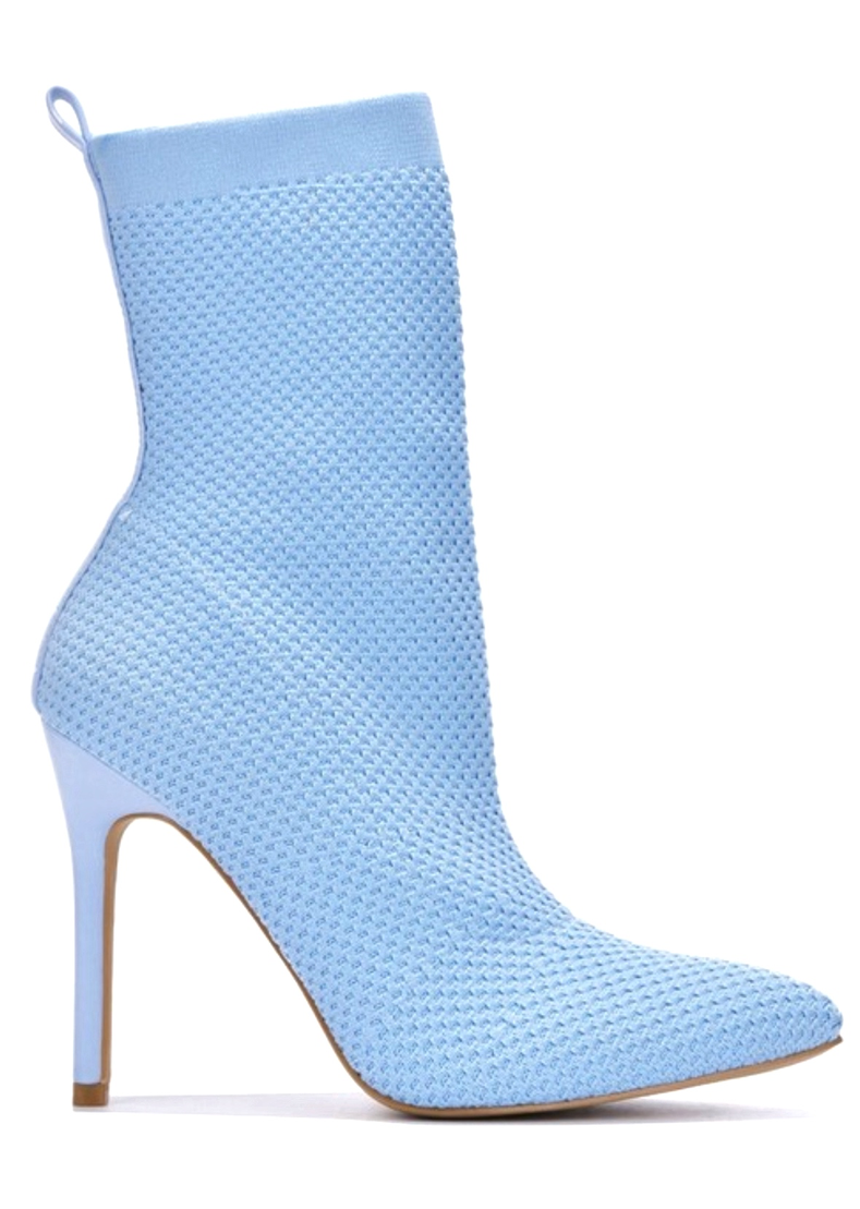 NEXT TO YOU BLUE KNIT HEEL BOOT
