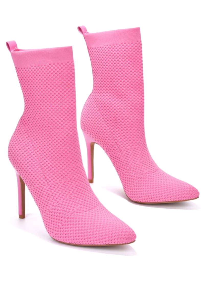 NEXT TO YOU PINK KNIT HEEL BOOT