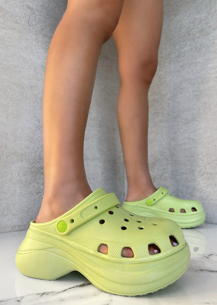 green platform clog