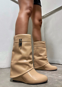 I'M ALL THAT NUDE WEDGE BOOT