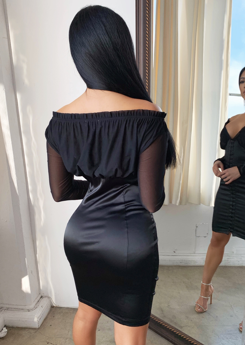 LEAVE IT ALL TO BLOOM SATIN DRESS