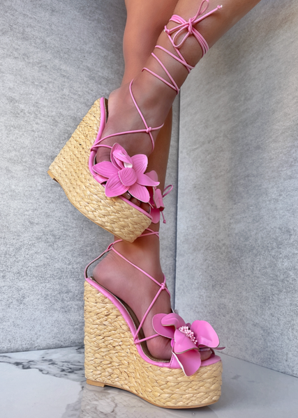 Blush wedge shoes online